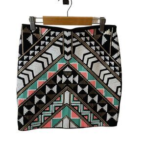 Express Beaded Aztec Mini Skirt Size S/P